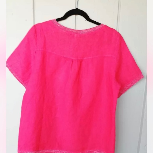 French pink linen blouse size L - Picture 3 of 16